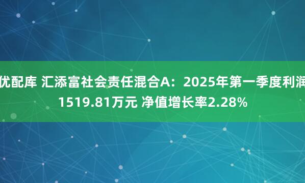 优配库 汇添富社会责任混合A：2025年第一季度利润1519.81万元 净值增长率2.28%