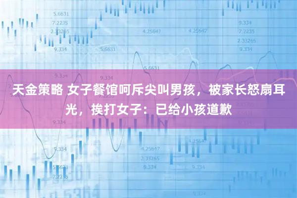 天金策略 女子餐馆呵斥尖叫男孩，被家长怒扇耳光，挨打女子：已给小孩道歉