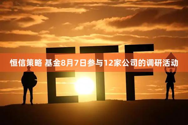 恒信策略 基金8月7日参与12家公司的调研活动